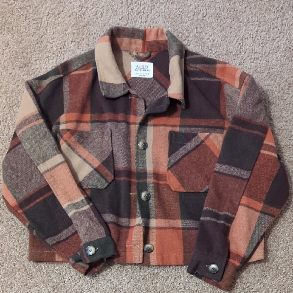 Ashley By 26 International Plaid Jacket - Brown and Orange